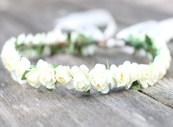 Ivory Flower Crown Halo Rose Bridal Head Wreath